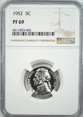 1952 Proof Jefferson Nickel 5C NGC PF69 - Image 1 of 4