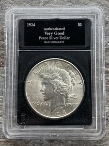 1924 EE. UU. Bradford Exchange Peace .900 90% moneda de 1 dólar de plata sin marca de ceca - Imagen 1 de 2