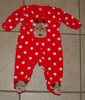 Niñas Talla 3 Meses Suave Vellón Vacaciones Navidad Patas de Reno Pijama Dormir Foto 1 de 3