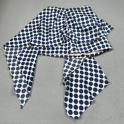 Falda envolvente con volantes y lazos S azul marino blanco lunares espalda forrada con cremallera Foto 1 de 4