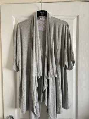 M&S Autograph Grey Marl Long Length Wrap Cardigan Size 16 - Image 1 of 4