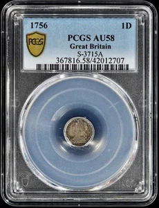 1756 George II Great Britain Silver Maundy Penny 1D PCGS AU 58 S-3715 A - Picture 1 of 4