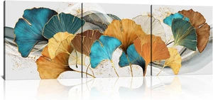 Ginkgo Leaves Canvas Wall Art - Abstract Botanical Decor, 12" Each - Picture 1 of 12