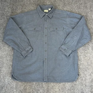 LL Bean Hemd Herren XL blau gebürstete Baumwolle Knopfleiste zwei Taschen Freizeit OMT03 - Bild 1 von 9