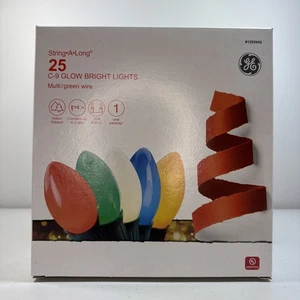 GE 1295955 25CT Multi Color GLOW BRIGHT C9 16' Green Wire - NEW! - Picture 1 of 4