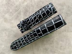Cinturino orologio pelle stampa coccodrillo alligatore nero 20mm/18mm - Foto 1 di 1