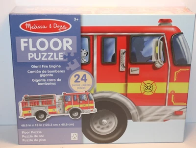 MELISSA & DOUG CAMIÓN DE BOMBEROS GIGANTE 24 PIEZAS ROMPECABEZAS PISO ROMPECABEZAS SELLADO NUEVO Foto 1 de 3