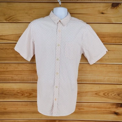 Weatherproof Short Sleeve Button Up Shirt Mens Sz L White Geometric Cotton Blend - Image 1 of 4