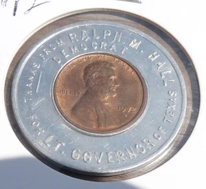 Vintage Ralph M Hall For LT Governor Campaign Coin 1972 - Bild 1 von 2