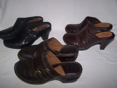 Lote de 3 pares de zuecos NURTURE zuecos de tacón de mula 7 MICHEL tacón sin cordones BOC BORN marrón Foto 1 de 4
