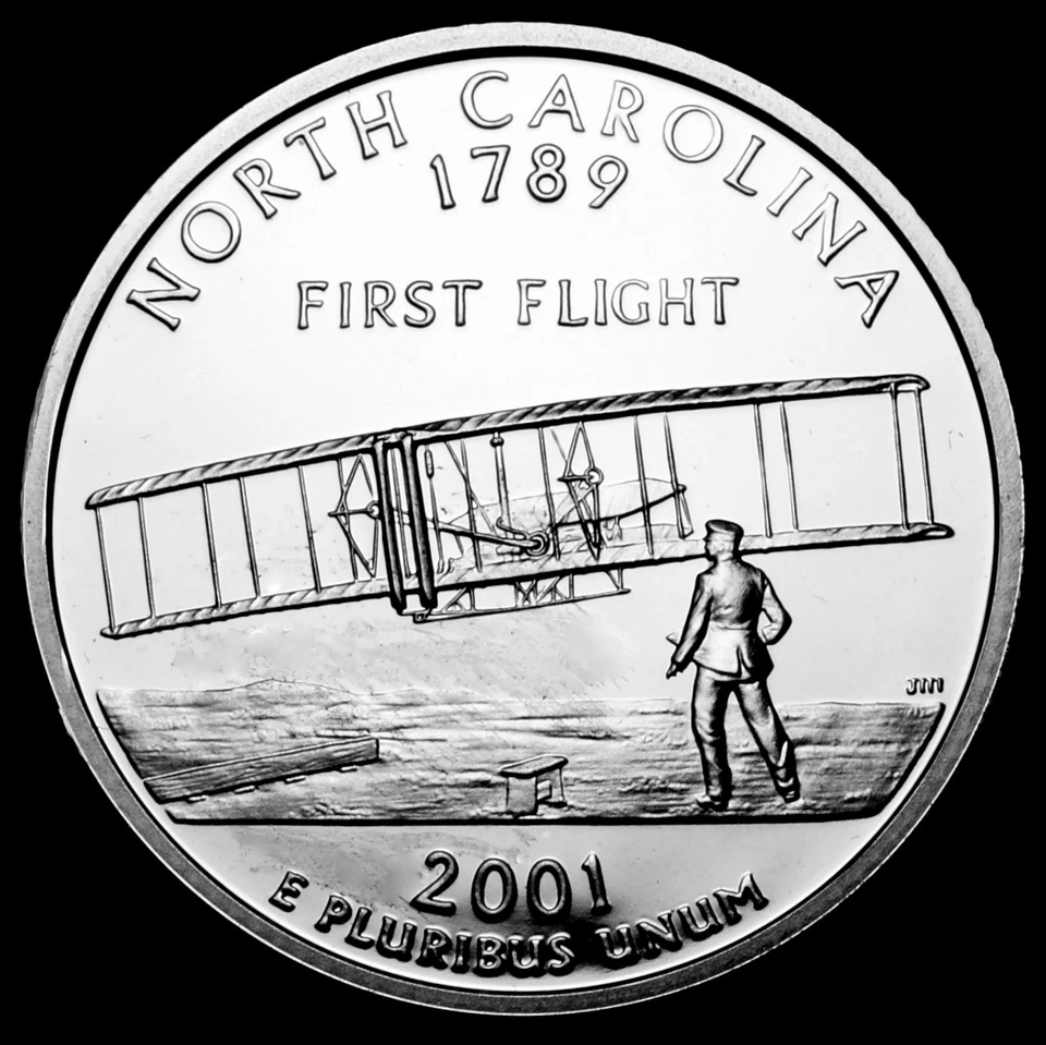 2001 S North Carolina Mint Silver Proof ~ Statehood Quarter from U.S. Proof Set - Image 1 of 2