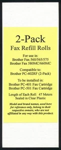 Two Fax Refills for Brother Fax 560/565/575/580MC/660MC - Picture 1 of 1
