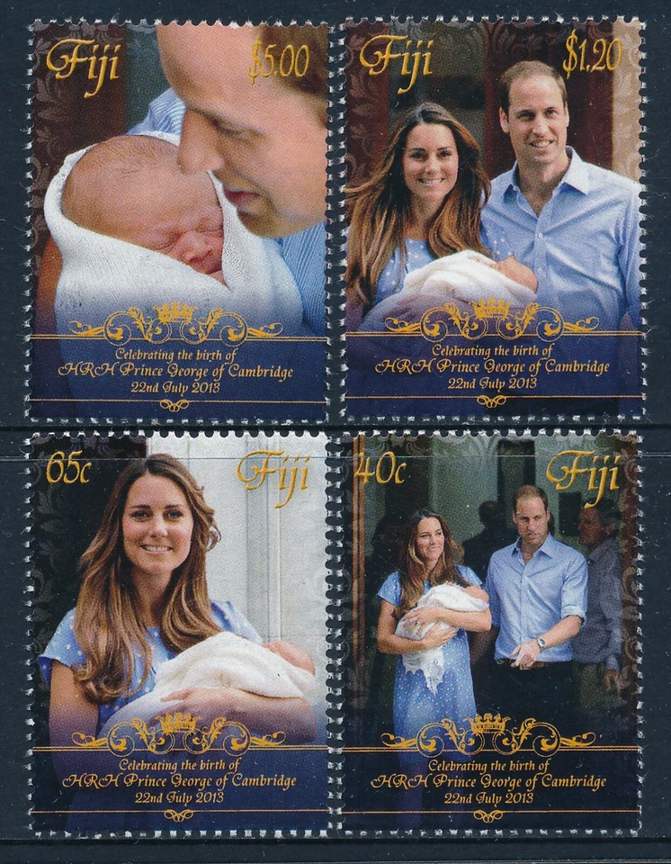 FIJI 2013 NACIMIENTO DEL PRÍNCIPE GEORGE CONJUNTO DE 4 FINOS COMO NUEVOS MNH Foto 1 de 1