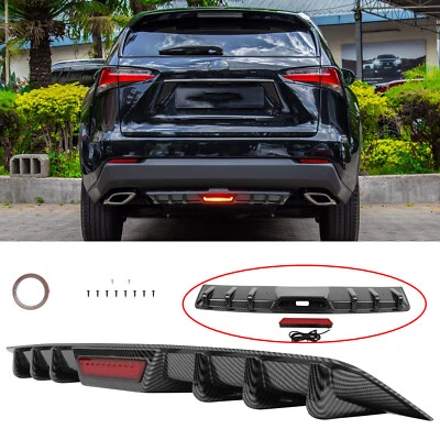 Labio difusor de parachoques trasero de carbono para Lexus NX200t NX300 NX350 con luz de freno LED Foto 1 de 4