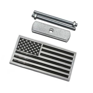 1x Silver Black American US Flag Pattern Emblem Car Front Grille Badge Universal - Picture 1 of 2