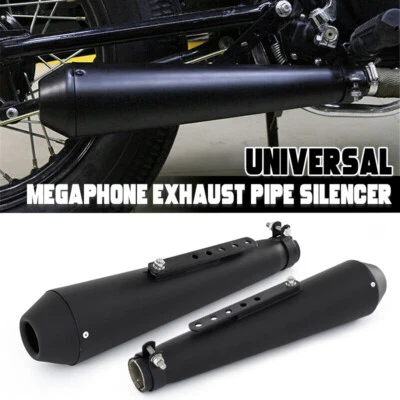 Fits For Harley Reverse Cone Megaphone Exhaust Pipes Motorcycle Mufflers 2PCS - Image 1 of 4