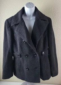 VTG St Johns Bay Womens Petite Large Wool Cashmere Blend Lined Coat Jacket - Picture 1 of 8