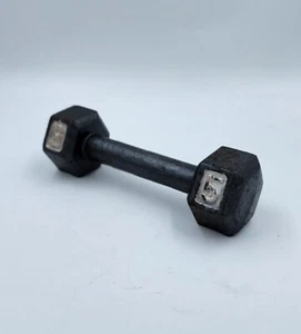 Single 5 Lbs Barbell Cast Iron (1) Hex Dumbbell Gray - Picture 1 of 7