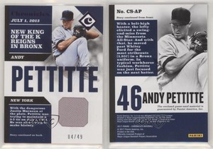 2017 Panini Chronicles Swatches Purple /49 Andy Pettitte #CS-AP