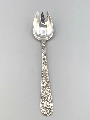 Repousse by Kirk Sterling Silver individual Ice Cream Spoon/Fork 5 5/8" Cover