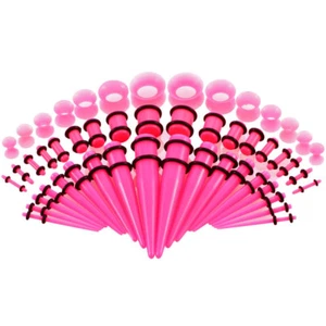50 pcs Gauges Kit Acrylic Taper Plug Silicone Tunnel Stretching Set Multi-colors - Picture 1 of 15