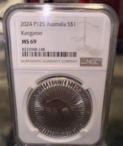 2024 P 125 NGC MS 69 Australia 1 oz .9999 Silver Dollar Kangaroo Brown Label - Picture 1 of 2