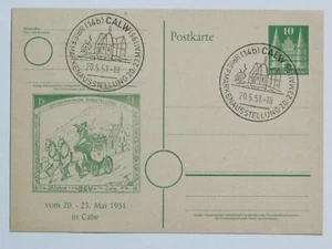 Ganzsache P  8 ZUDRUCK und SST CALW 20.5.1951 - Picture 1 of 2