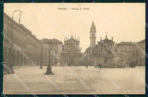 Torino Città Piazza San Carlo Tram cartolina MZ5850 - Imagen 1 de 2
