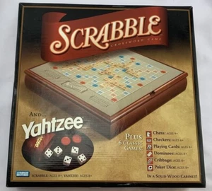 2005 Scrabble Luxury Deluxe Set Yahtzee Chess Cards Dominoes Brand New Hasbro - Picture 1 of 2