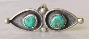 Vintage Normal Lee Navajo Turquoise N Inlay Ring Sz 7 - Picture 1 of 6