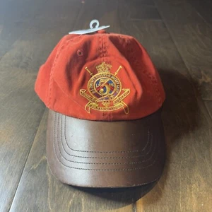 Polo Ralph Lauren Cap 90s CREST County Riders Jockey Club Hat Leather Bill - Picture 1 of 7