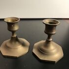 Vintage Pair India Brass Candle Holder Finger Ring Chamber Stick 3.5” x 3”
