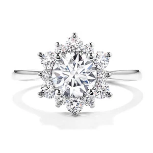 1.10 Ct Round Cut Simulated Diamond Wedding Ring 14K Real White Gold Size 6 7 - Picture 1 of 4