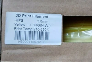 3D Printing Filament HIPS 3.0mm Yellow 1kg 210-250 degrees C (Box of 10 Rolls) - Bild 1 von 2