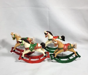 Vintage Set of 5 Plastic Rocking Horse Christmas Tree Ornament Decor 5.5"x 4.5 - Picture 1 of 13