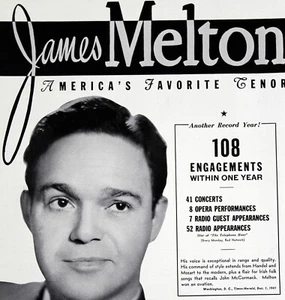 JAMES MELTON Opera Tenor 1942 Booking Ad Concert Orchestra Performers - Picture 1 of 2