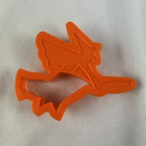 Witch On Broom Cookie Cutter 3.5” x 4” Orange Plastic Halloween - Picture 1 of 4