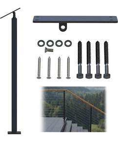 Slim Cable Railing Post 36"x1.5"x1.5" Middle/End Post 30-40°Adjustable Top Ca... - Picture 1 of 5
