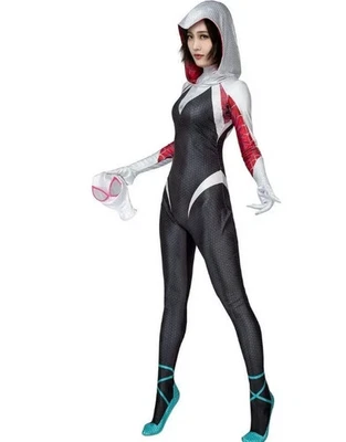 Spider-Gwen Stacy Cosplay Jumpsuit – Spider-Woman Zentai Bodysuit Costume - Image 1 of 2