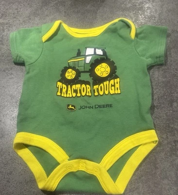 John Deere Ropa Bebé Niños Talla 6-9M Manga Corta Una Pieza Tractor Camisa Foto 1 de 4