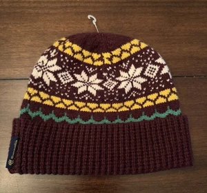 Gorro con puños Abercrombie & Fitch talla única borgoña granate blanco amarillo verde - Imagen 1 de 4