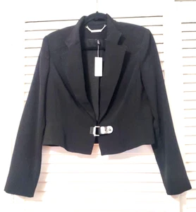 NUEVO WHBM Blazer Ecuestre Negro Mujer 12 Negro Recortado Hebilla Frontal Forrado - Imagen 1 de 11
