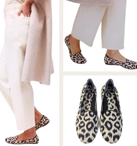Rothy’s Round Toe Ballet Flats LOUNGE LOAFERS Shoes in Sandy Cat 🐆 Size 10 EUC - Picture 1 of 11