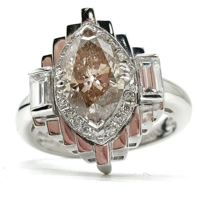 NO TARIFF Jewelry Ring Natural Diamond 1.91ct Platinum 4110567 - Image 1 of 4