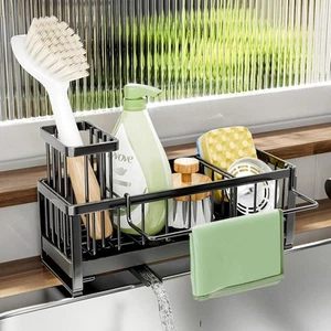 SWTYMIKI Schwammhalter für Küchenspüle - Caddy mit Bürste schwarz  - Bild 1 von 8
