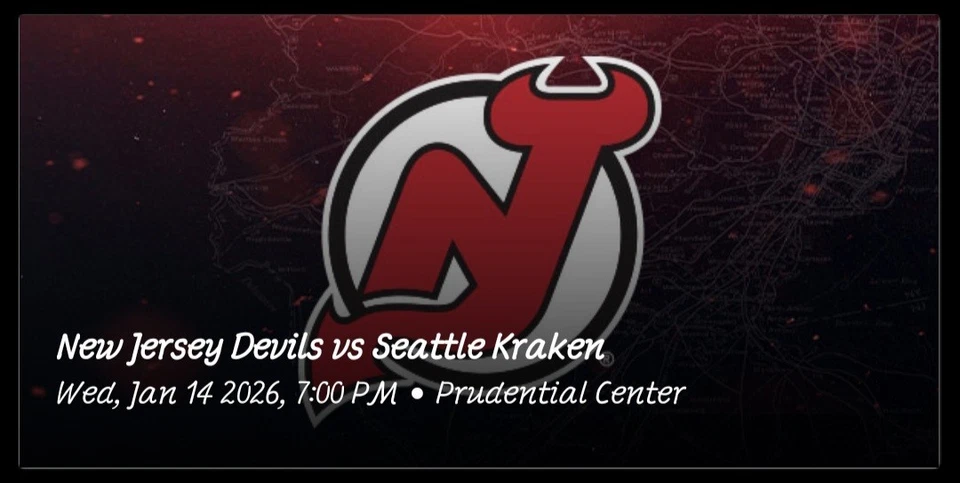 2 NJ Devils Vs Seattle Kraken Tickets  1/14/26 Sec 132 Row 1 - Image 1 of 1