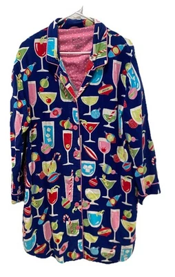 Pijama Nick & Nora Natal estampa coquetel camisa dormir tamanho XL 100% algodão - Imagem 1 de 4