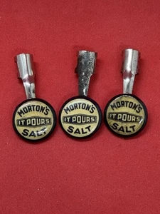 Vintage Morton Salt Advertising Pen Clip Lot Of Three It Pours 1.5” - Picture 1 of 3