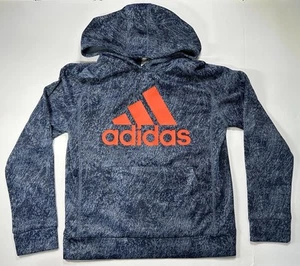 Adidas Hoodie Sweatshirt Youth Boys Size Medium 10/12 Blue Design All Over - Picture 1 of 11