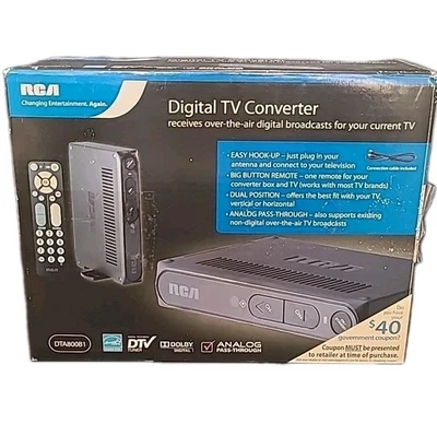 RCA DTA800B1 Digital-to-Analógico TV Convertidor Caja Sintonizador DTV Nuevo Caja Abierta Foto 1 de 2